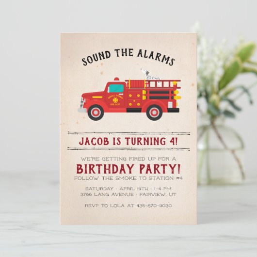 ファイアファイター子供の誕生日招待状 招待状 (スタンド正面)