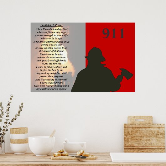 ファイアファイター祈りの言葉 ポスター (キッチン)