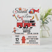 ファイアファイター誕生日パーティーの招待テンプレート 招待状 (スタンド正面)