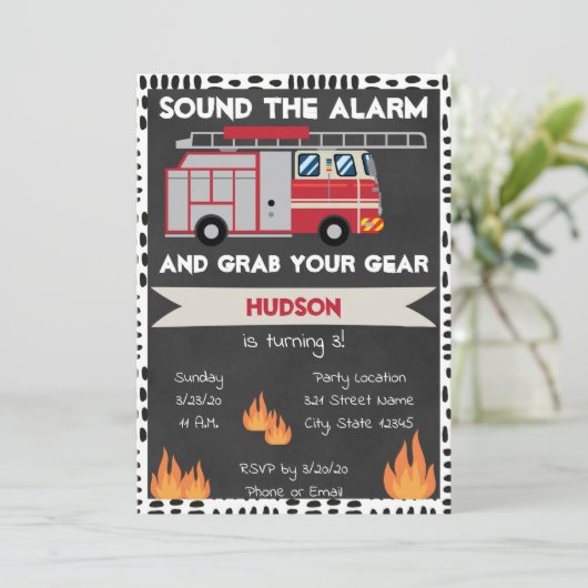 ファイアファイター誕生日招待状 招待状 (スタンド正面)