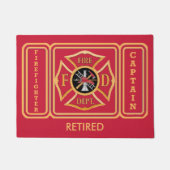 ファイアファイター退職したキャプテンカスタムドアマット ドアマット (正面)