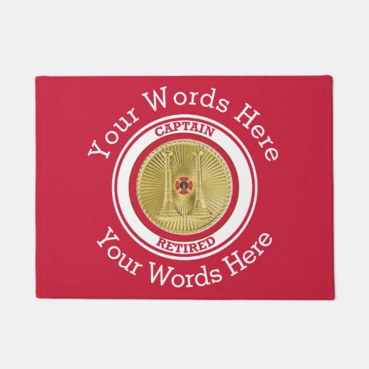 ファイアファイター退職したキャプテンカスタムドアマット ドアマット (正面)