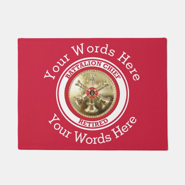 ファイアファイター退職したバタリオンチーフカスタムドアマット ドアマット (正面)
