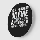 ファイアフィニッシュ溶接機を出す ラージ壁時計 (傾斜)