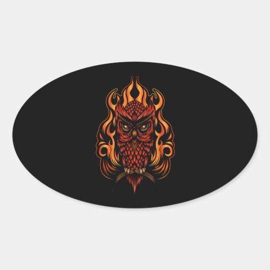 ファイアフクロウ 楕円形シール (正面)