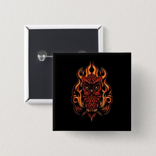 ファイアフクロウ 缶バッジ (正面&裏面)