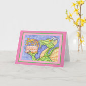 ファイアブリージングドラゴン照明誕生日キャンドル カード (黄色い花)