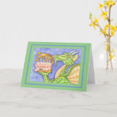 ファイアブリージングドラゴン照明誕生日キャンドル カード (黄色い花)