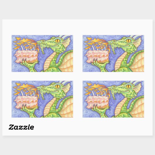 ファイアブリージングドラゴン照明誕生日キャンドル 長方形シール (シート)