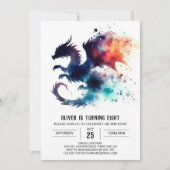 ファイアブリージングドラゴン誕生日カスタマイズ 招待状 (正面)