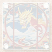 ファイアブリージングドラゴン金ゴールドと赤 ガラスコースター (裏面)