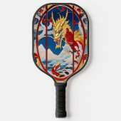ファイアブリージングドラゴン金ゴールドと赤 ピックルボールラケット (正面)