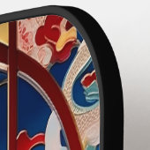 ファイアブリージングドラゴン金ゴールドと赤 ピックルボールラケット (左詳細)