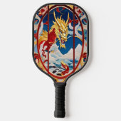 ファイアブリージングドラゴン金ゴールドと赤 ピックルボールラケット (裏面)