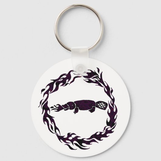 ファイアブリージングプラットフォーム炎ボタンキーチェーン キーホルダー (正面)