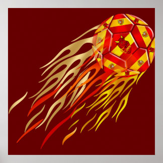ファイアボースペインのルサッカーのサッカー愛好家のサッカーボール ポスター