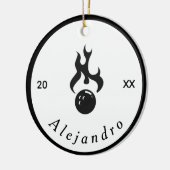 ファイアボーリングボールブラック&ホワイトスポエレガントートカッコいい セラミックオーナメント (左)