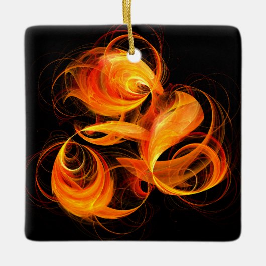 ファイアボール抽象芸術アートスクエアオーナメント セラミックオーナメント (正面)