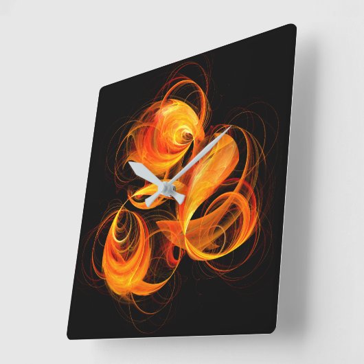 ファイアボール抽象芸術アートスクエア スクエア壁時計 (傾斜)