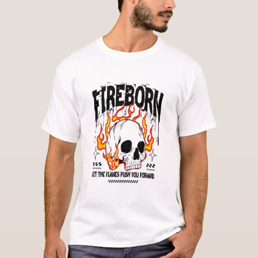 ファイアボーン・スカル アーバンストリートウェア Tシャツ (正面)