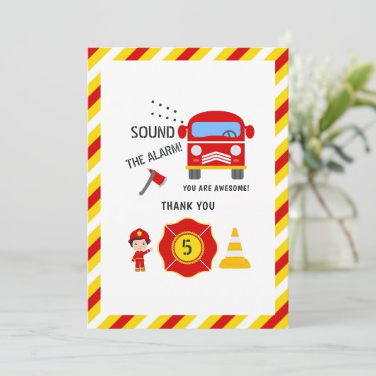 ファイアマンをテーマにした誕生日 サンキューカード (スタンド正面)