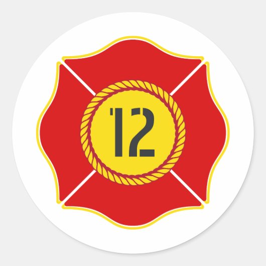 ファイアマンをテーマにした誕生日 ラウンドシール (正面)