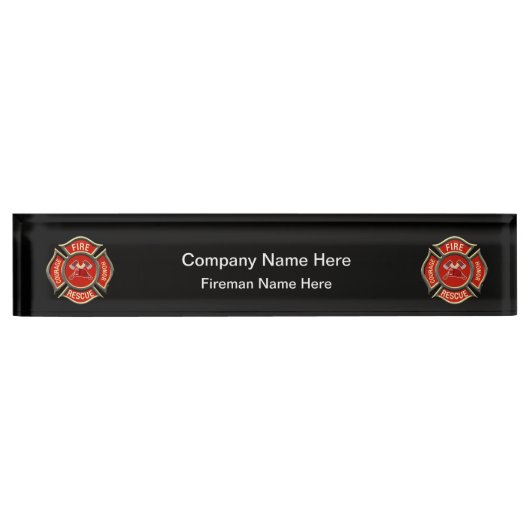 ファイアマンファイアハウスデスクネームプレート デスクネームプレート (正面)