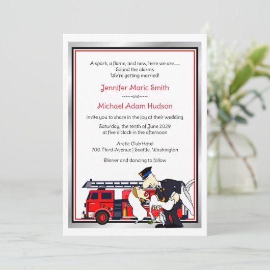 ファイアマンファイア結婚式招待状 招待状 (スタンド正面)
