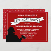 ファイアマン/ファイアチーフ誕生日パーティーへの招待 招待状 (正面/裏面)