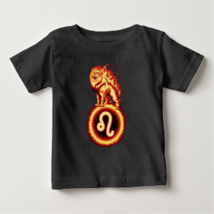 ファイアライオンシンボル – レオ〔占星術の〕十二宮図標識 ベビーTシャツ