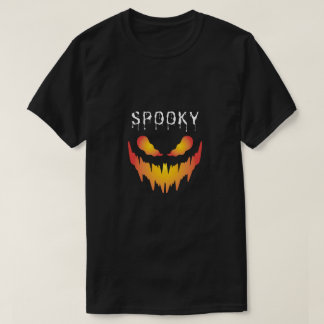 ファイアリースプーキー フェイス - ハロウィーン グラフィック デザイン Tシャツ