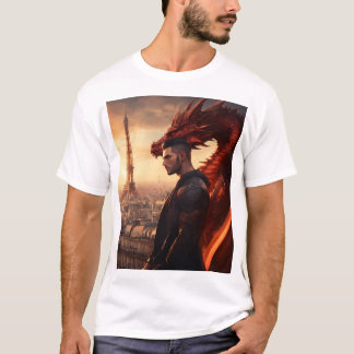 ファイアルドラゴンタトゥーデザイン Tシャツ