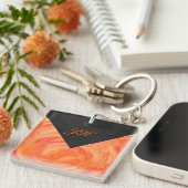 ファイアレイクオレンジとブラックモノグラム キーホルダー (正面右)