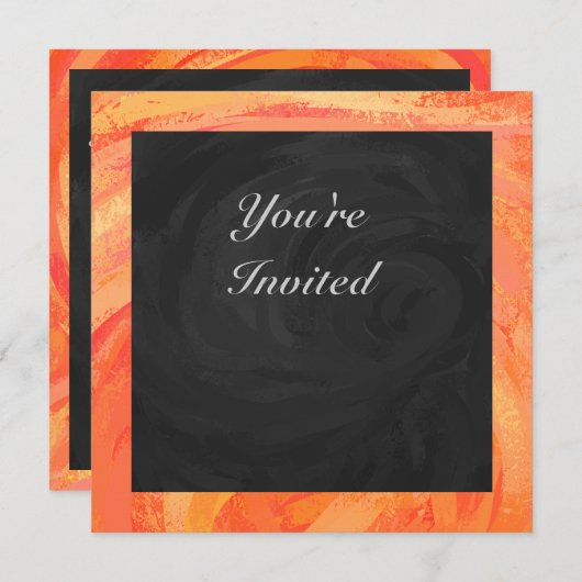 ファイアレイクオレンジとブラックモノグラム 招待状 (正面/裏面)