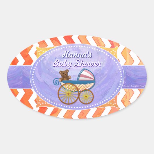 ファイアレイクオレンジシェブロンベビー 楕円形シール (正面)