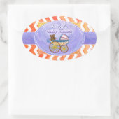 ファイアレイクオレンジシェブロンベビー 楕円形シール (バッグ)