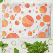 ファイアレイクオレンジ水玉模様パターン キッチンタオル (折り畳み)
