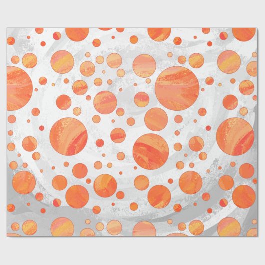 ファイアレイクオレンジ水玉模様パターン ラッピングペーパー (フラット)