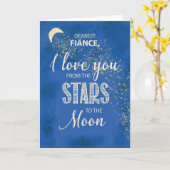 ファイアンス、星から月の夜空への愛 カード (黄色い花)