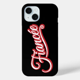 ファイアンセ赤/白オン黒 iPhone 15ケース