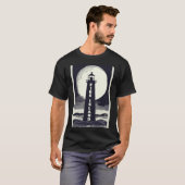 ファイアーアイランド灯台 ニューヨーク 月 Tシャツ (正面フル)