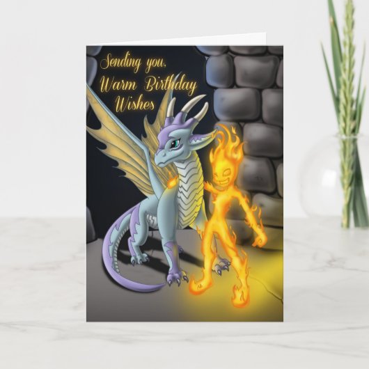 ファイアーアンドドラゴンエレメントファンタジー誕生日 カード (正面)