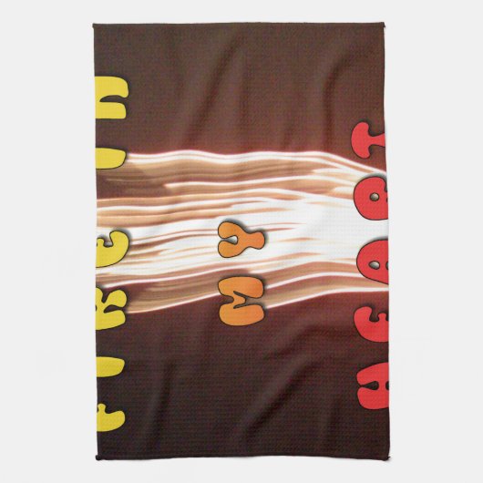 ファイアーインマイアートハートプリント キッチンタオル (縦)