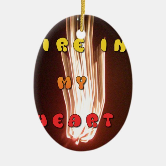 ファイアーインマイアートハートプリント セラミックオーナメント (正面)