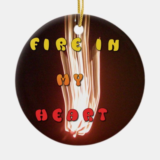 ファイアーインマイアートハートプリント セラミックオーナメント (正面)