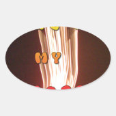 ファイアーインマイアートハートプリント 楕円形シール (正面)