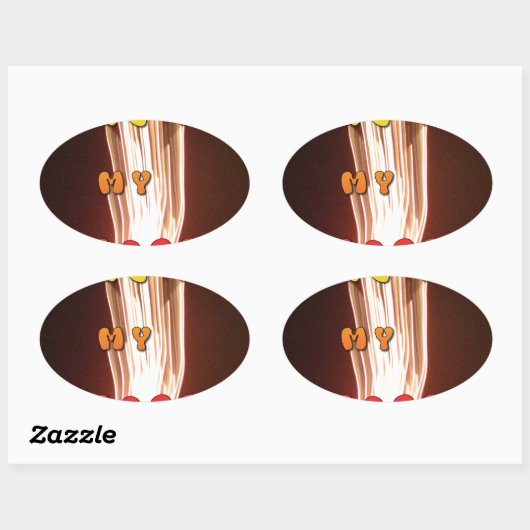 ファイアーインマイアートハートプリント 楕円形シール (シート)