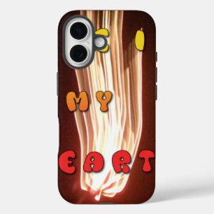 ファイアーインマイアートハートプリント iPhone 16ケース
