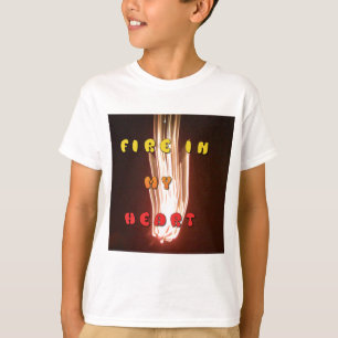 ファイアーインマイアートハートプリント Tシャツ