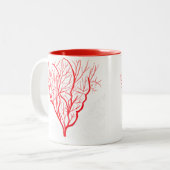 ファイアーコーラルシー自然テーマモダンアート ツートーンマグカップ (正面左)